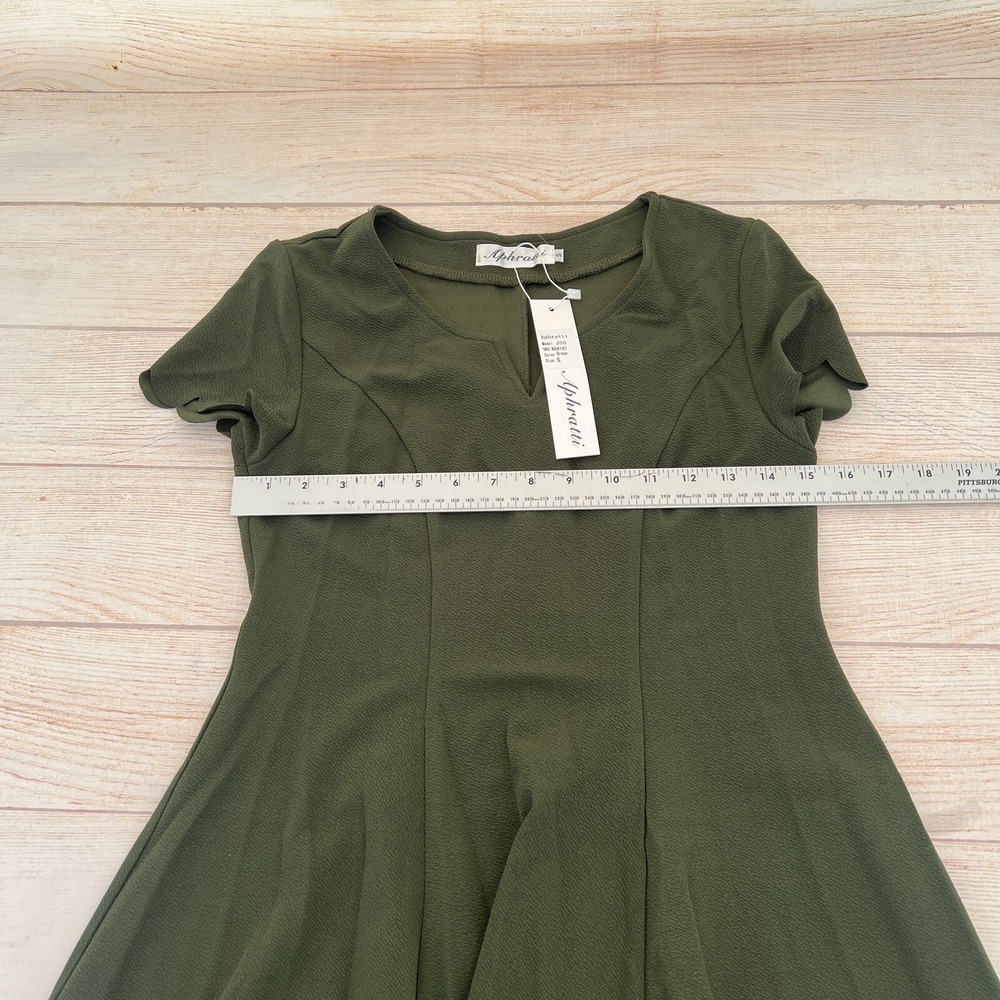 Aphratti Women Short Sleeve Cute Casual Summer Semi Formal A Line Green Dress S - Picture 6 of 14